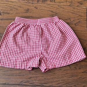 Red and White Gingham Elastic Waist Shorts